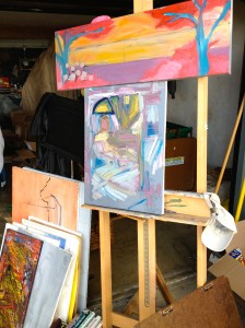 Art at a yard sale on Scenic Road in Carmel-by-the-Sea